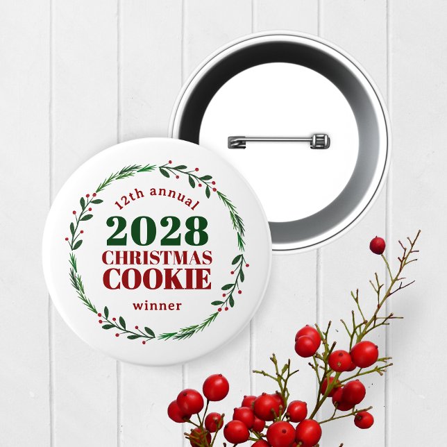 Modern Annual Holiday Contest Winner Prize Button (Christmas Holiday Competition Prize Button for the Winner. Great for Cookie & Sweater Contests!)