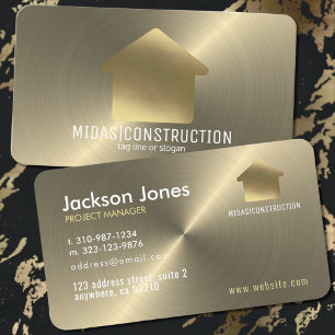Modern Antique Gold Minimal Construction Hard Hat Business Card
