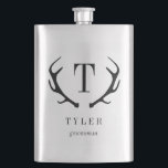 Modern Antler Personalized Bridal Party Gift Hip Flask<br><div class="desc">Visit our website www.berryberrysweet.com for stylish stationery designs and custom gifts!</div>