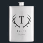 Modern Antler Personalized Bridal Party Gift Hip Flask<br><div class="desc">Visit our website www.berryberrysweet.com for stylish stationery designs and custom gifts!</div>