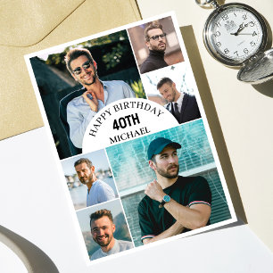 Modern Any Age 6 Collage Photo Custom Birthday Card