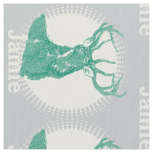 Modern Any Colour Personalized Emerald Deer Fabric (Close Up)