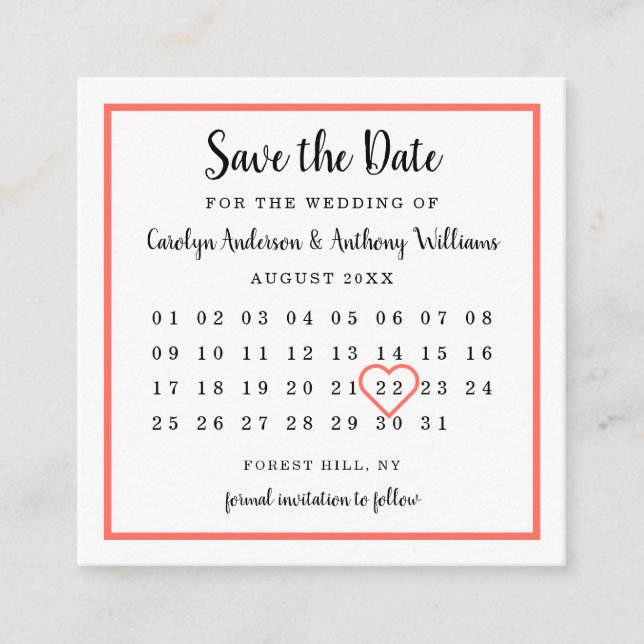 Modern Any Colour Photo Calendar Save The Date Enclosure Card (Front)