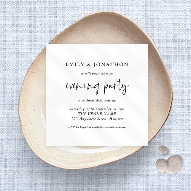 Modern Any Colour Script Wedding Evening Party Invitation (Creator Uploaded)