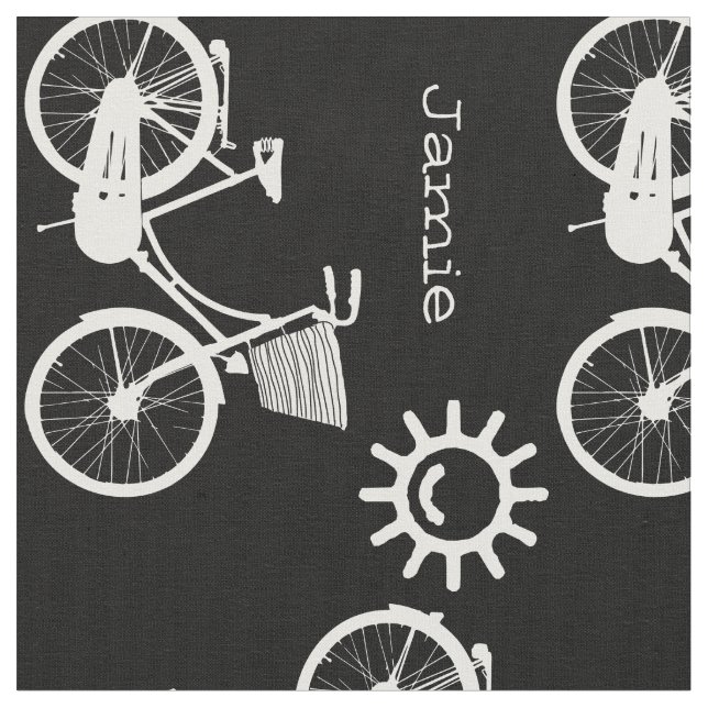 Modern Any Colour Sunshine Bicycle Personalized Fabric (Close Up)
