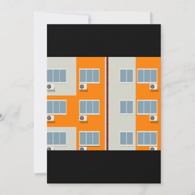 Modern Apartment Building with Air Conditioners  Invitation (Front)