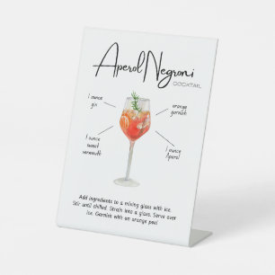 Modern Aperol Negroni Cocktail Pedestal Sign