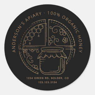 modern apiary honey jar label