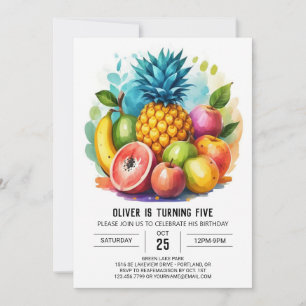 Modern Apple Juicy Fruits Birthday Invitation