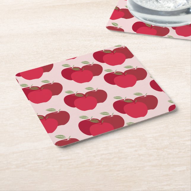 Modern Apple Print Decorative Paper Coaster (Angled)