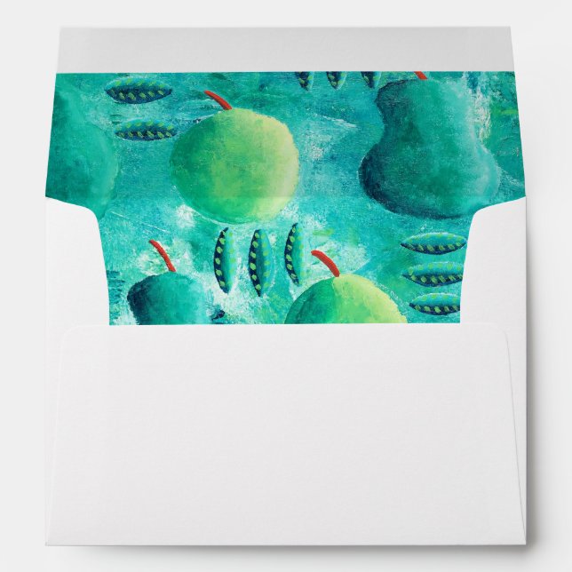 Modern Apples and Pears patterned Envelope (Back (Bottom))