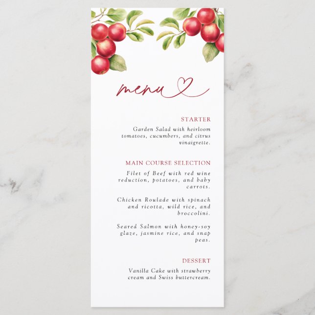 Modern Appley Ever After Apple Bridal Shower Menu (Front)