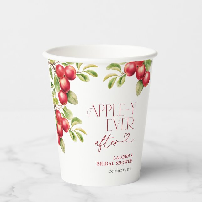 Modern Appley Ever After Apple Bridal Shower Paper Cups (Front)