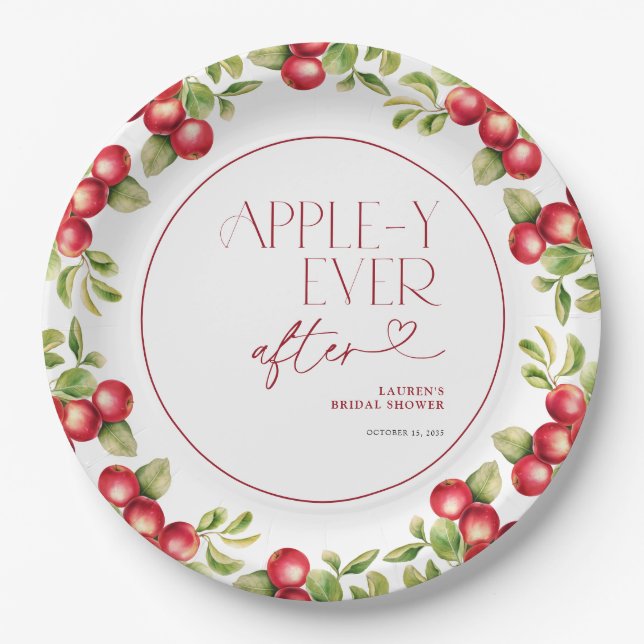 Modern Appley Ever After Apple Bridal Shower Paper Plate (Front)