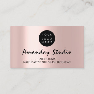 Modern Appointment Card Pink Rose Custom Logo