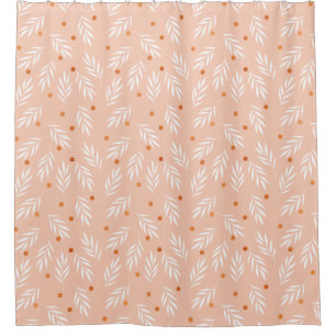 Modern Apricot Pink Floral Leaves Pattern
