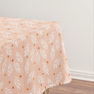 Modern Apricot Pink Floral Leaves Pattern Tablecloth
