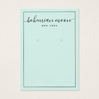 Modern aqua and black script earring display card