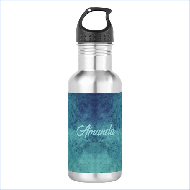 Modern Aqua and Purple Abstract 532 Ml Water Bottle (Bookmark my store! https://www.zazzle.com/store/capricepetit/products)
