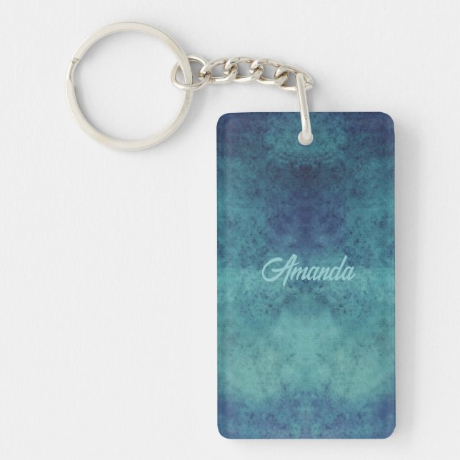 Modern Aqua and Purple Abstract Keychain (Front)