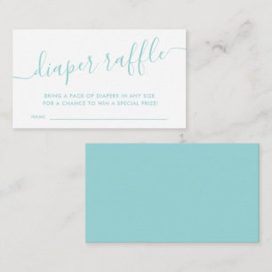 Modern Aqua Blue Baby Diaper Raffle  Enclosure Car Card