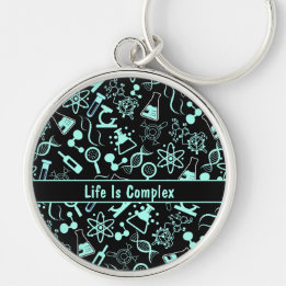modern aqua blue biochemistry life is complex keychain