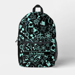 modern aqua blue biochemistry life is complex printed backpack