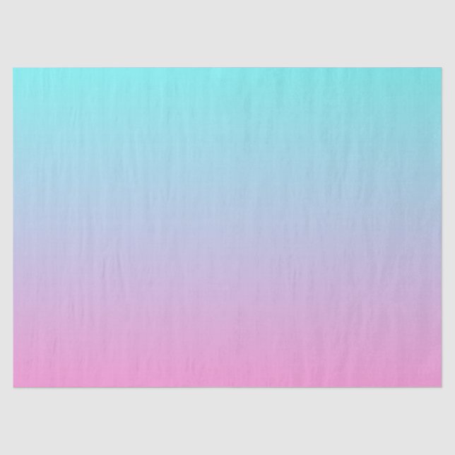 Modern Aqua Blue Pink Gradient Ombre Tissue Paper (Front)