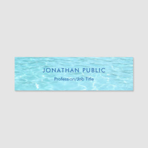 Modern Aqua Blue Water Nature Elegant Template Name Tag