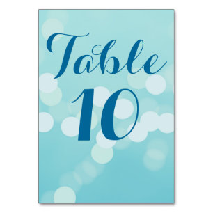Modern Aqua Blue Wedding Table Number Card