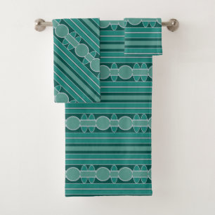 Modern Aqua Blues Pattern Bath Towel Set
