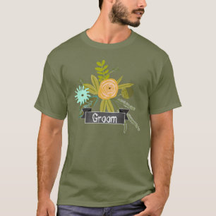 Modern Aqua Chalkboard Groom Wedding T-shirt
