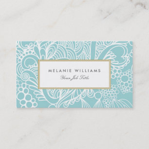 Modern Aqua Floral Business Cards