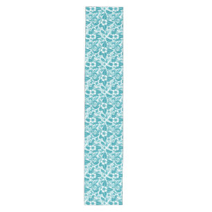 Modern Aqua Floral Medium Table Runner