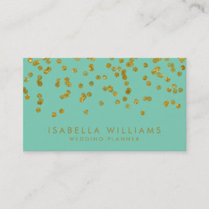 Modern Aqua & Gold Confetti Business Card