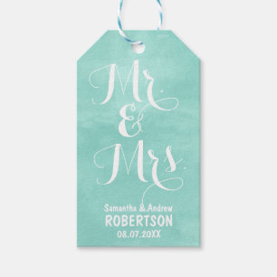 Modern aqua green watercolor wedding Thank you Gift Tags