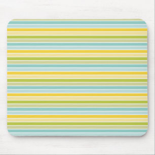Modern Aqua Green Yellow Stripes Mouse Pad