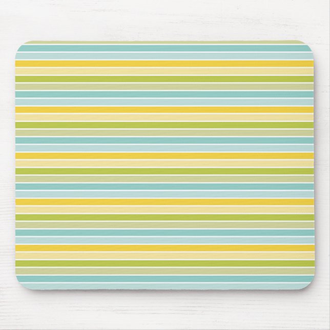 Modern Aqua Green Yellow Stripes Mouse Pad (Front)
