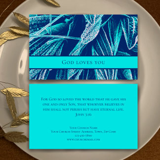 Modern Aqua Nature Custom Bible Scripture Church  Business Card