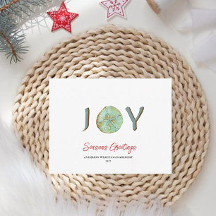 Modern Aqua Nautical Christmas JOY Holiday  Card