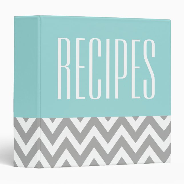 Modern Aqua Recipe Binder (Front/Spine)