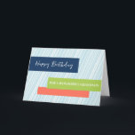 Modern Aqua Stripes Grandson Birthday Card<br><div class="desc">Birthday card for grandson with modern turquoise blue stripes design and thoughtful verse.</div>