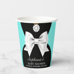 Modern Aqua Teal Ethnic Glam Tiffany Baby Shower Paper Cups