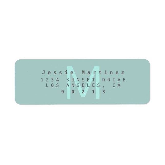 Modern Aqua Teal Return Address (Front)