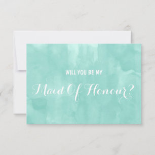 Modern aqua watercolor Will you be my Maid Invitation