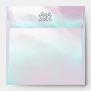 Modern Aquarius Sign on Mother of Pearl Style Envelopes
