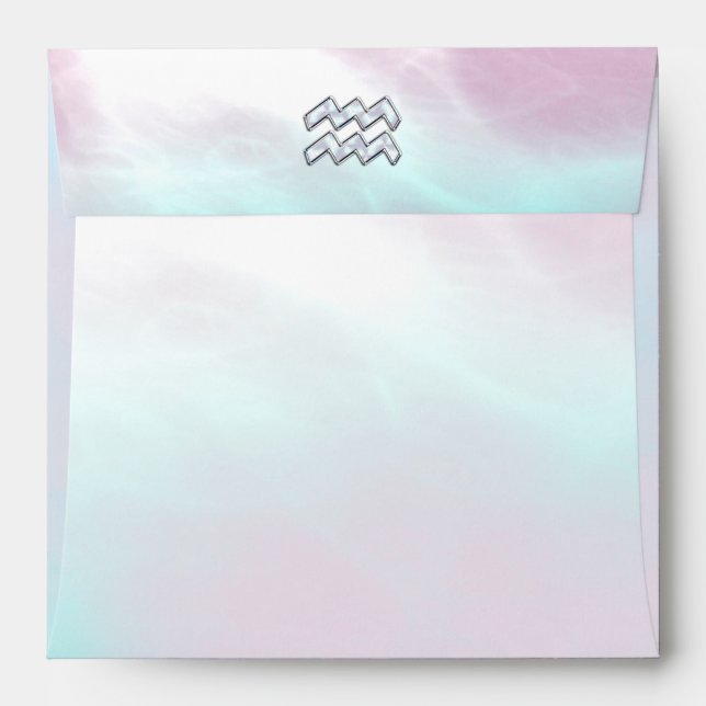 Modern Aquarius Sign on Mother of Pearl Style Envelopes (Back (Top Flap))