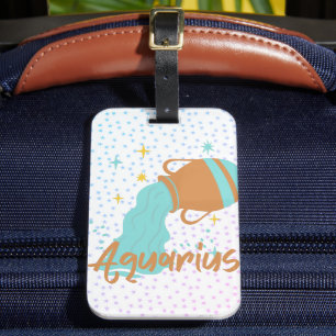 Modern Aquarius Water Bearer Zodiac  Luggage Tag
