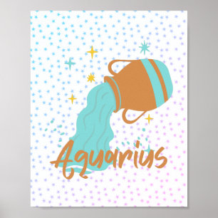 Modern Aquarius Water Bearer Zodiac Poster