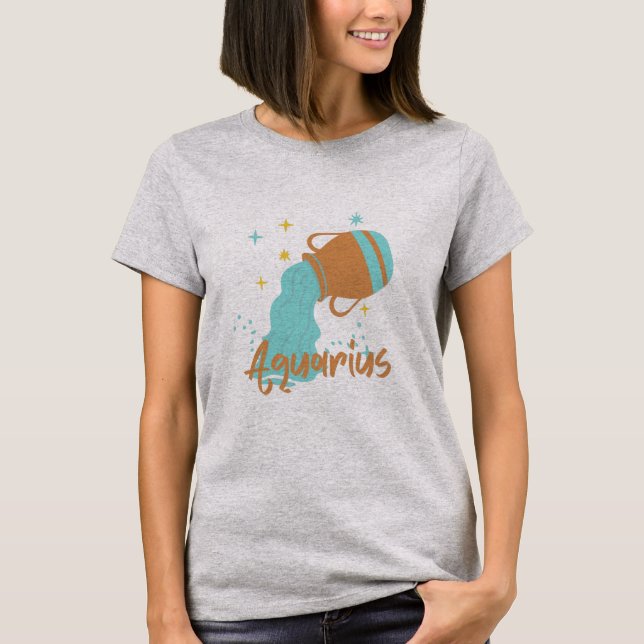 Modern Aquarius Water Bearer Zodiac  T-Shirt (Front)